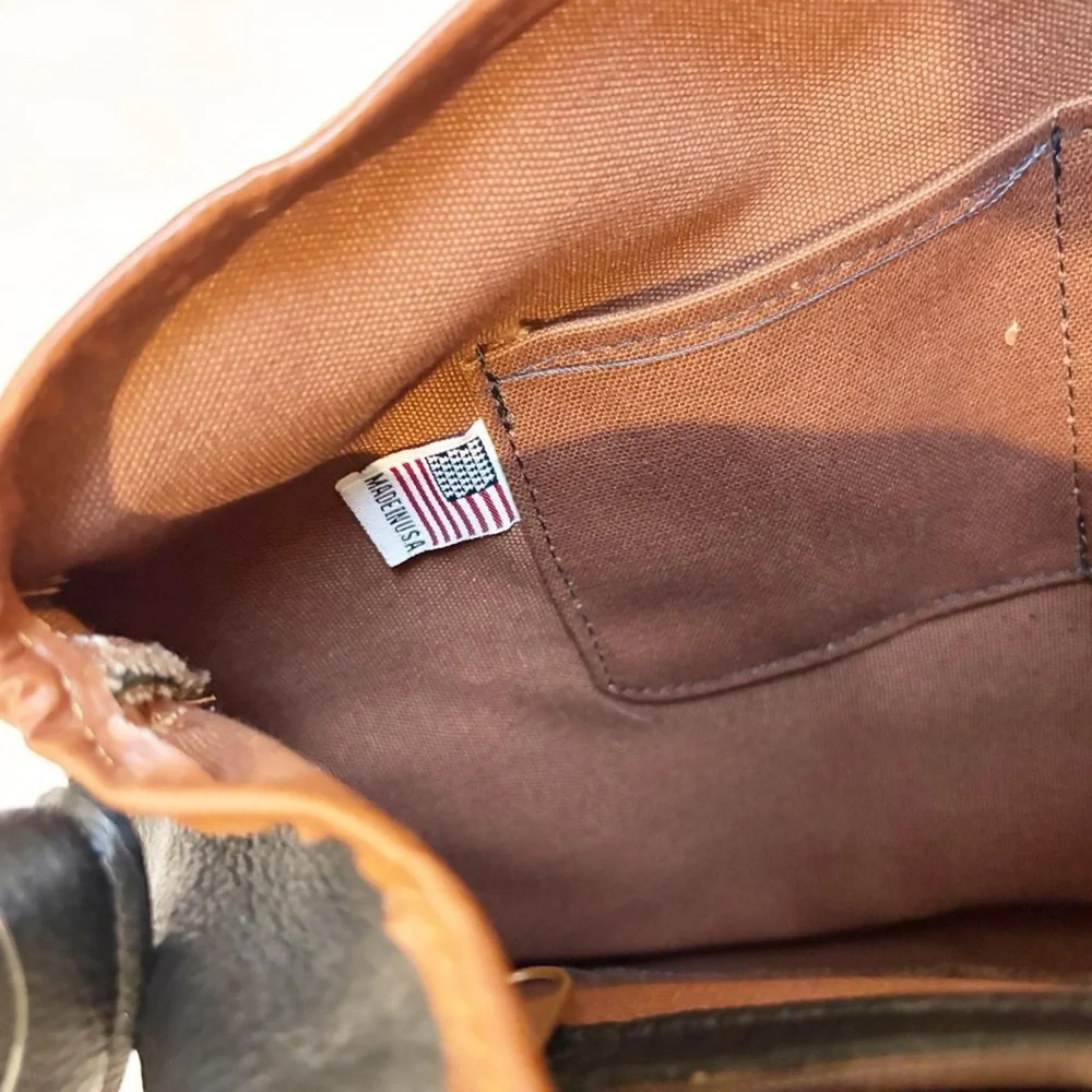 Black Leather and Brown Trim‎ Equestrian Crossbody Bag NWT Preppy 90s
